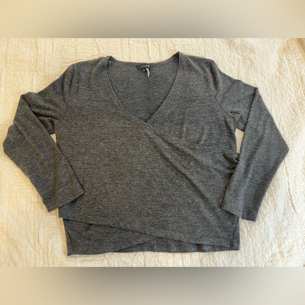 1.State Faux Wrap Sweater - large